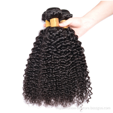 Raw Virgin Kinky Curly Women Hairs 3 to 4 Mink India Hair Bundles with Closure